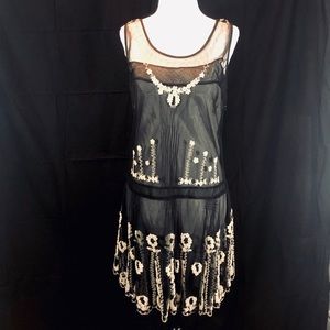 ANTHROPOLOGIE LITHE BLACK EMBROIDERED LACE DRESS SZ 10